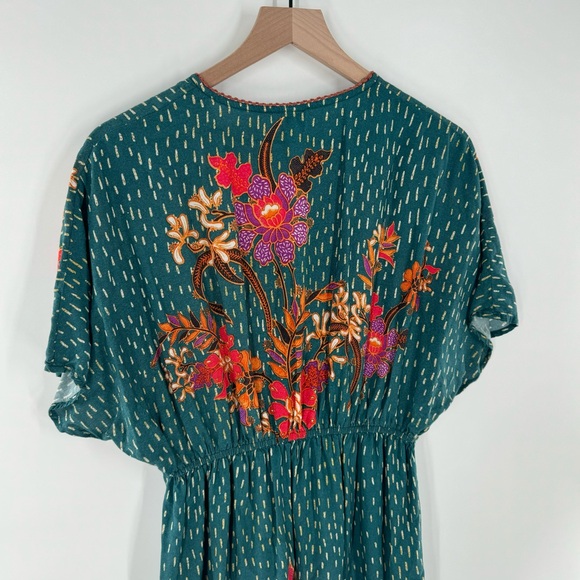 Bl^nk London x Anthropologie The Tatiana Kaftan Boho Blue Red One Size Blank - Picture 7 of 11